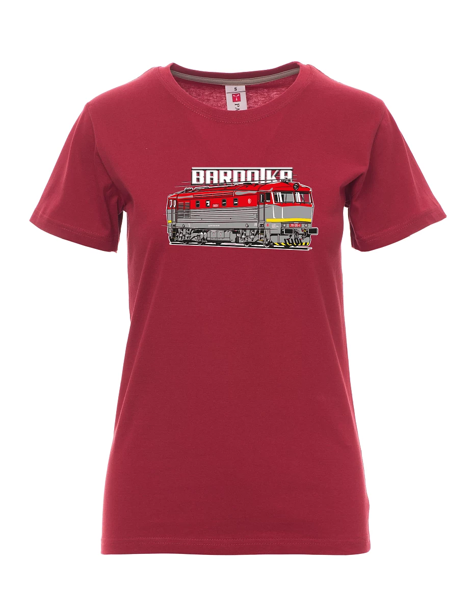 Damski t-shirt bordowy Lokomotywa Bardotka