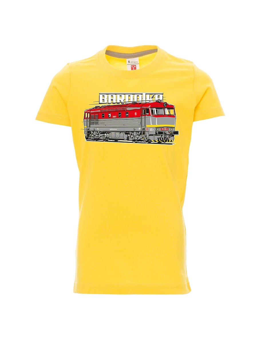 Dziecięcy t-shirt żółty Lokomotywa Bardotka