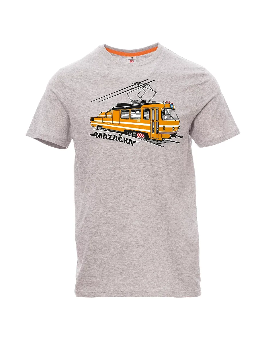 Męski t-shirt szary melanż Tramwaj smarujący