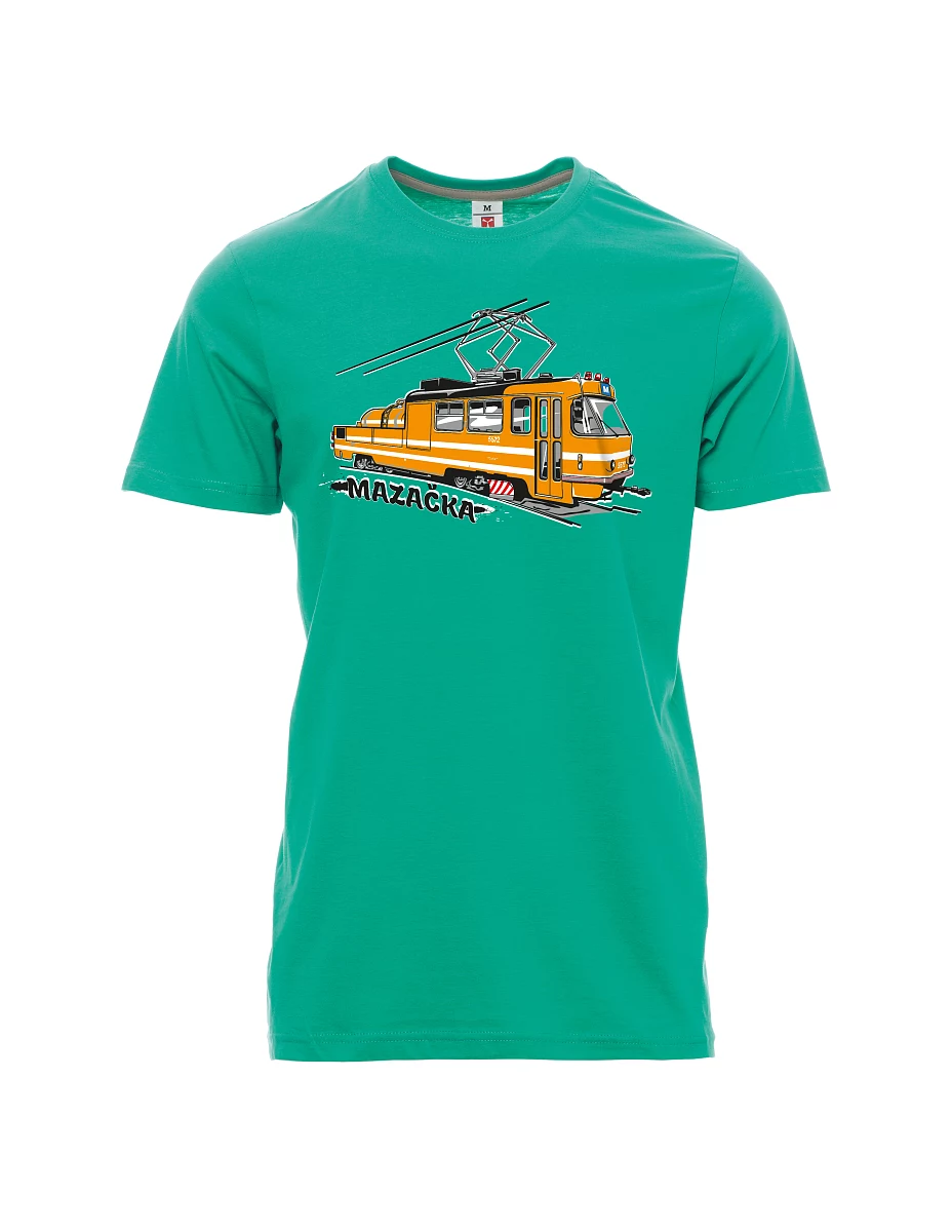 Męski t-shirt szmaragdy Tramwaj smarujący