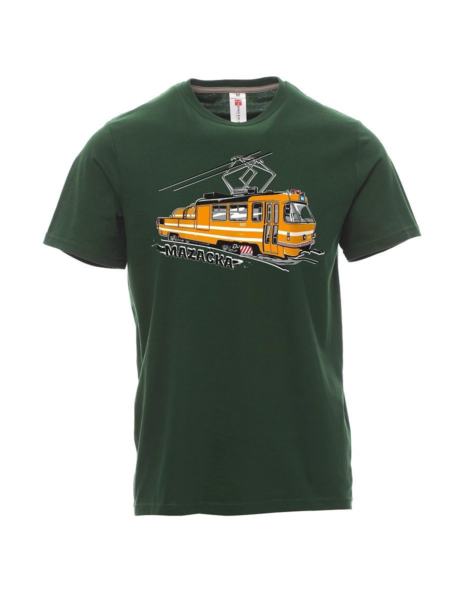 Męski t-shirt ciemnozielony Tramwaj smarujący
