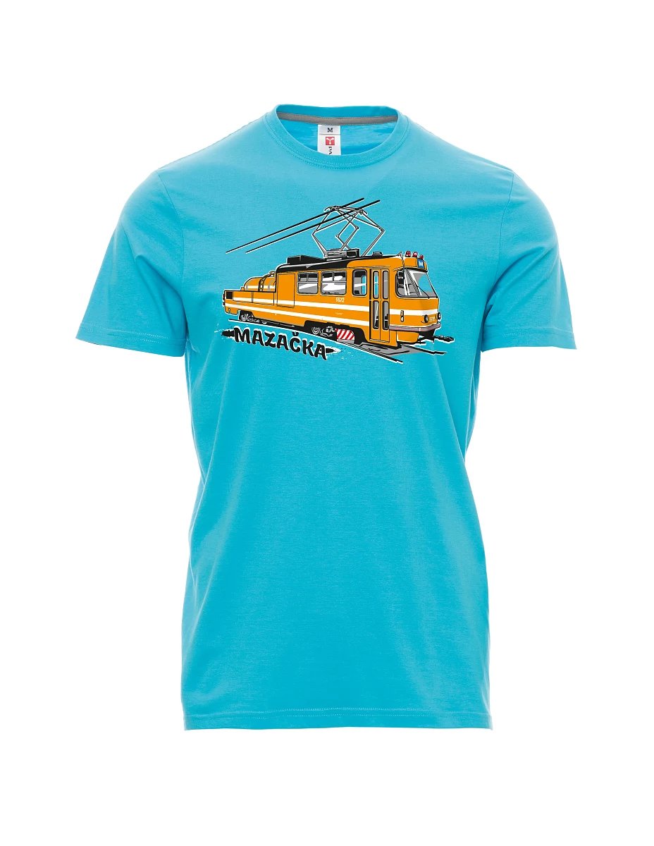 Męski t-shirt turkusowy Tramwaj smarujący