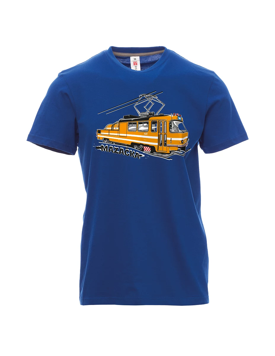 Męski t-shirt niebieski Tramwaj smarujący