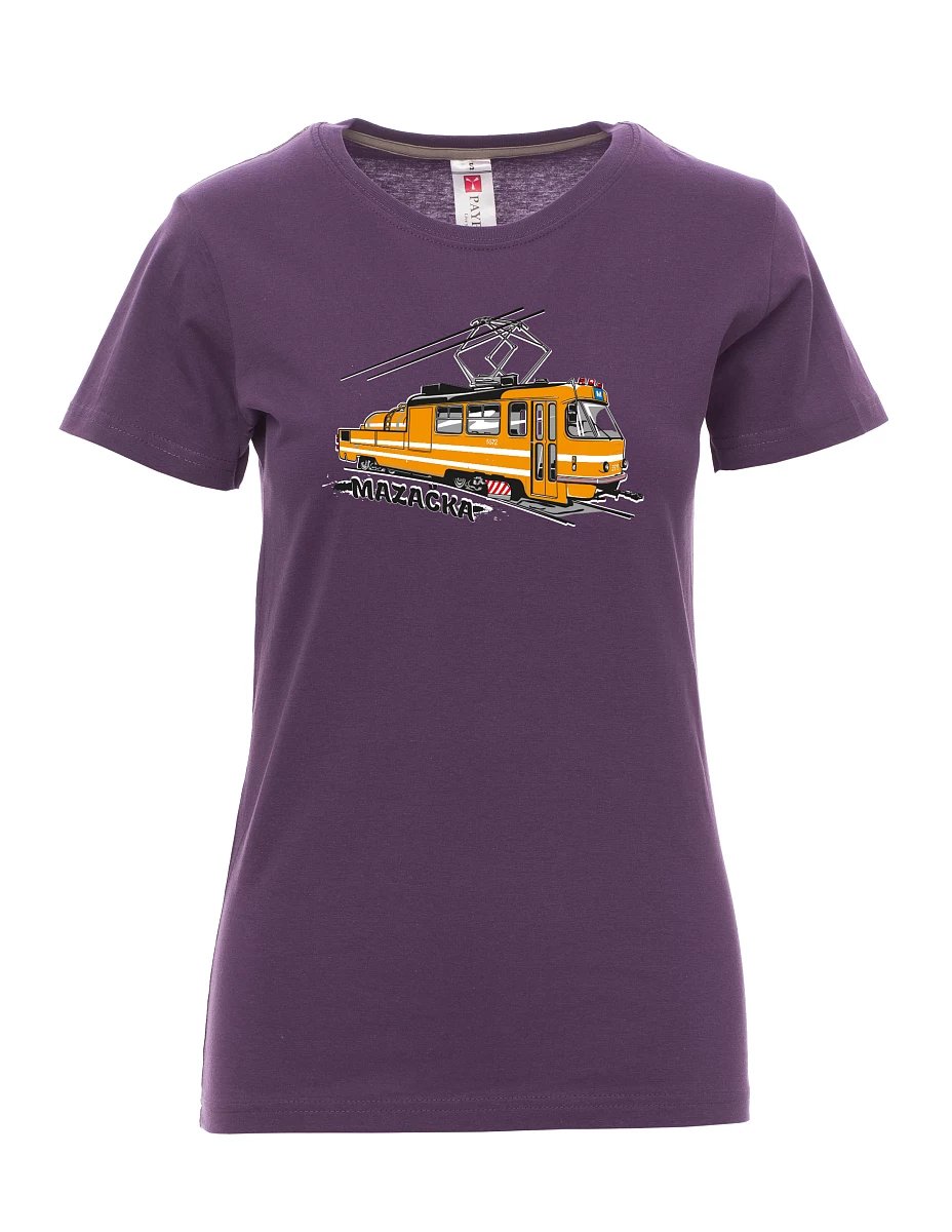Damski t-shirt purpurowy Tramwaj smarujący