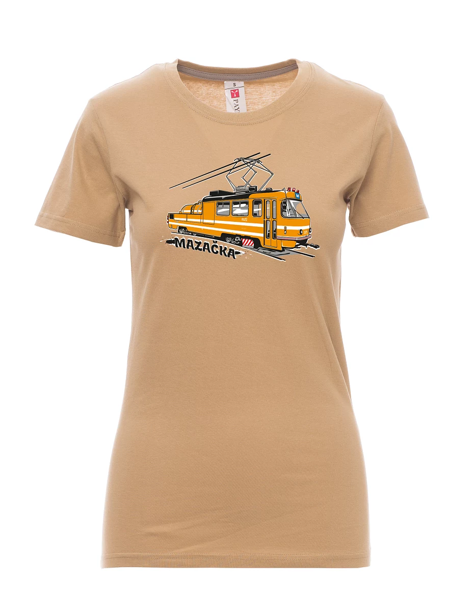 Damski t-shirt brązowy Tramwaj smarujący