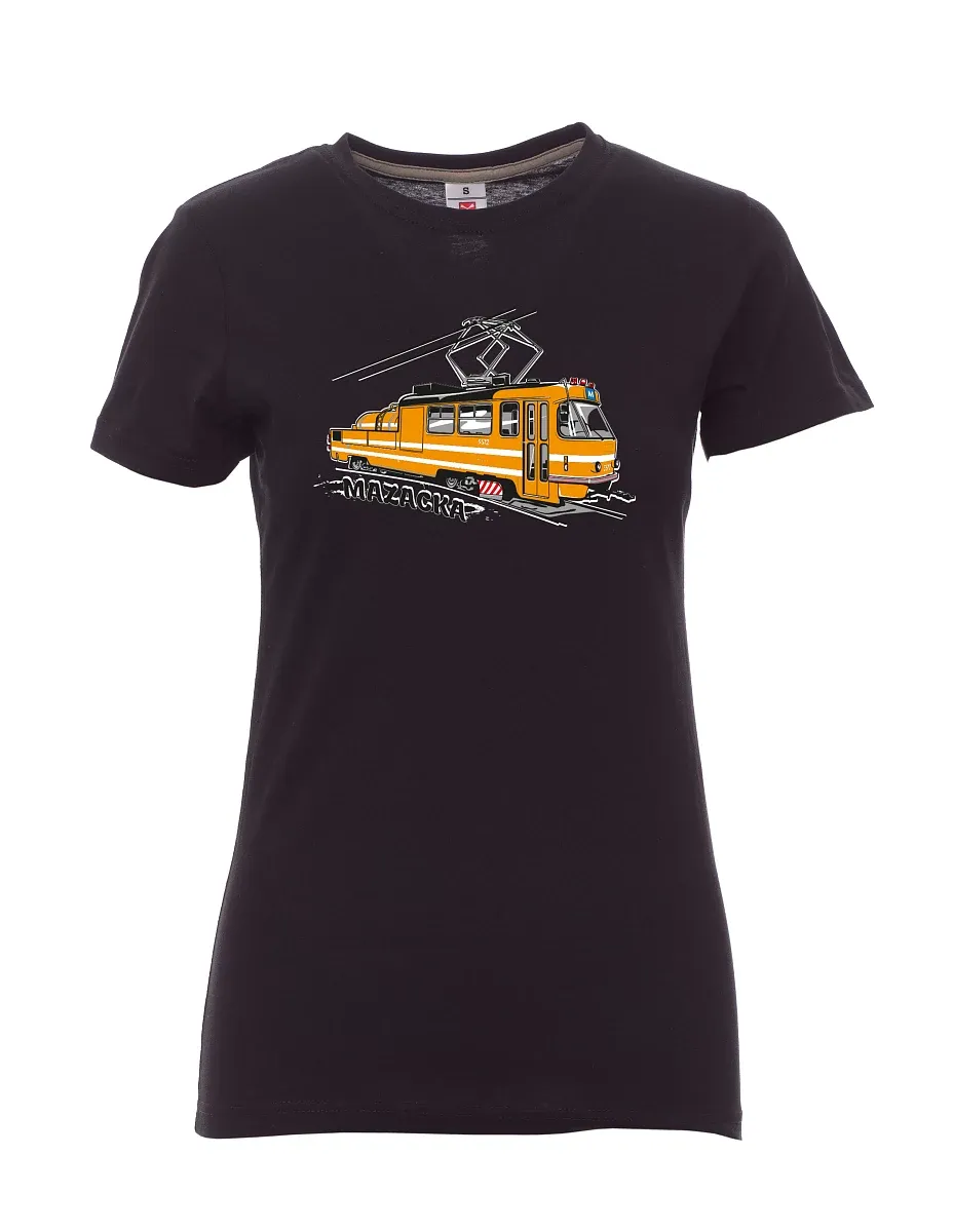 Damski t-shirt czarny Tramwaj smarujący