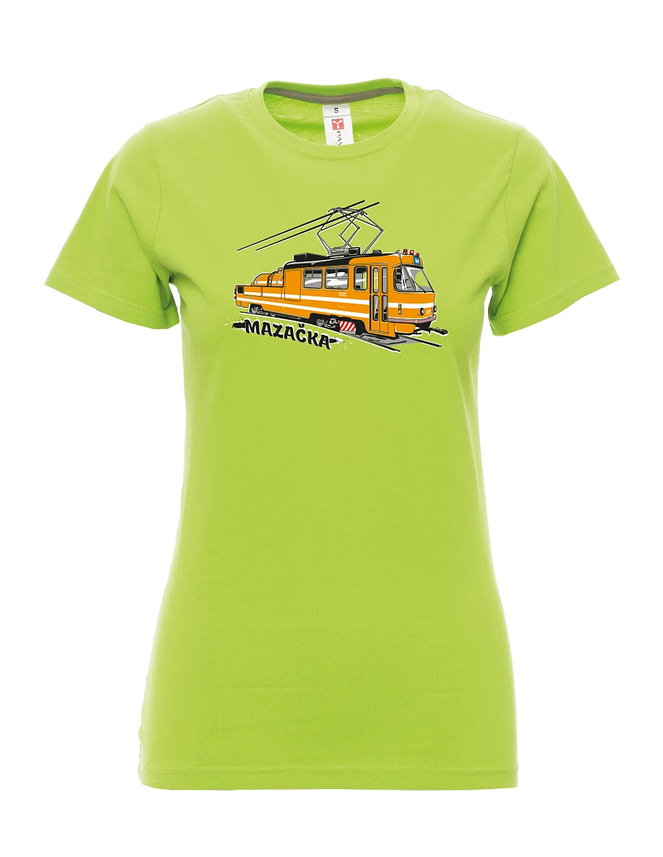 Damski t-shirt limetkowy Tramwaj smarujący
