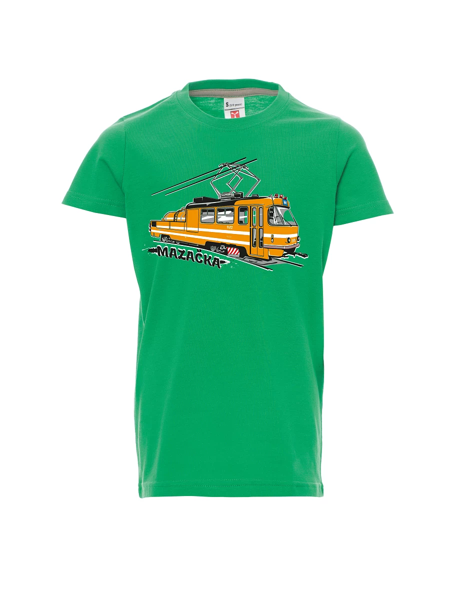 Dziecięcy t-shirt zielony Tramwaj smarujący