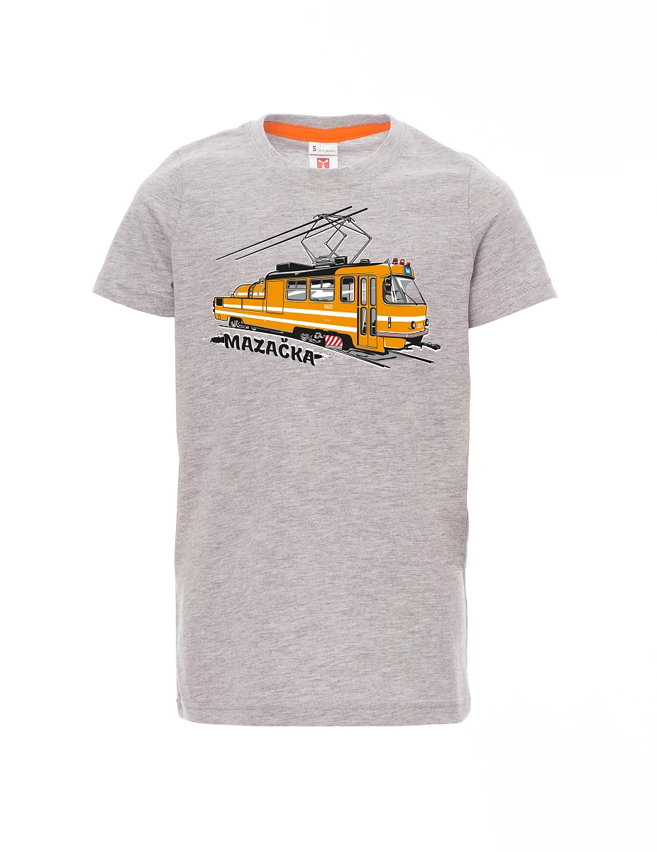 Dziecięcy t-shirt szary melange Tramwaj smarujący