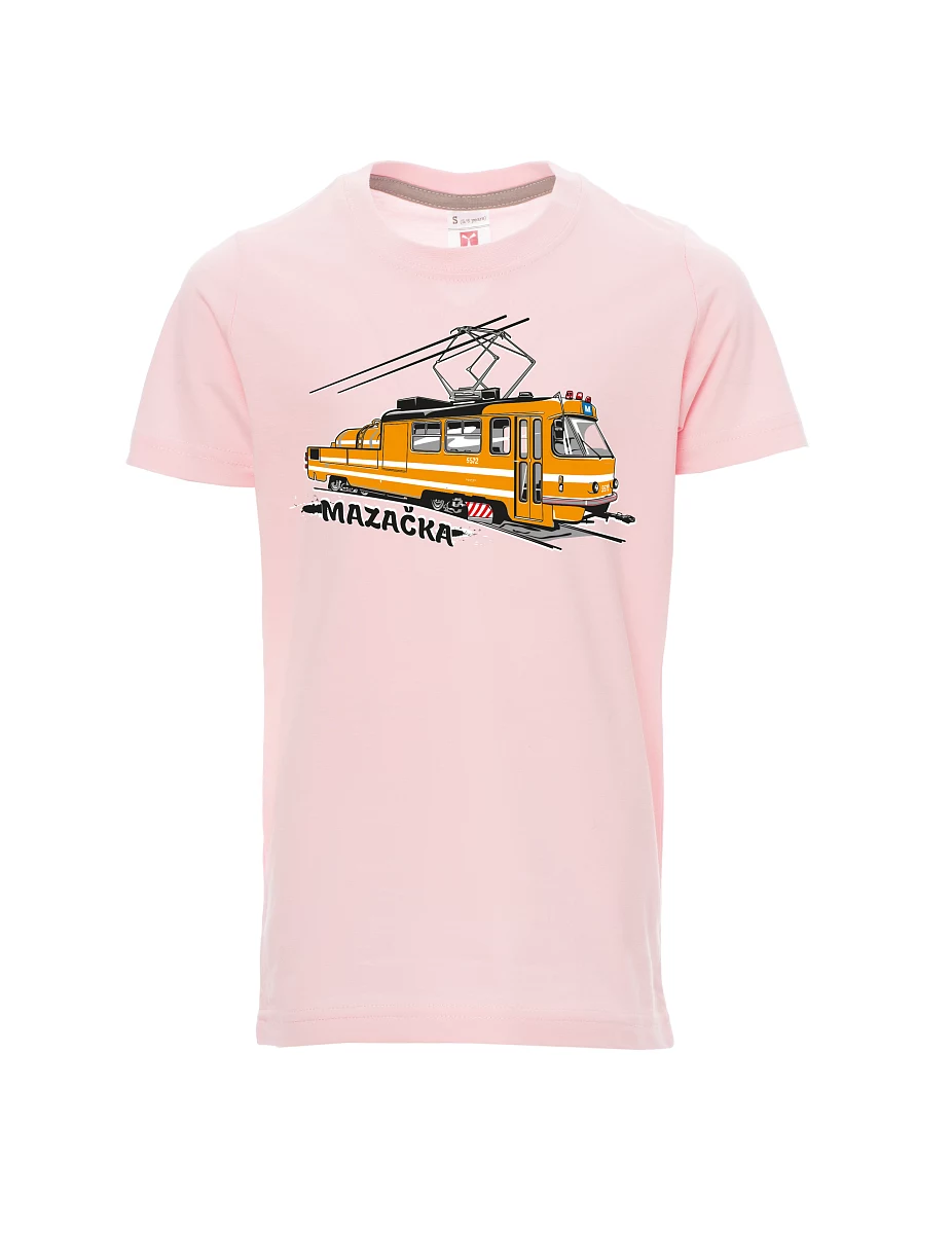 Dziecięcy t-shirt jasno różowy Tramwaj smarujący