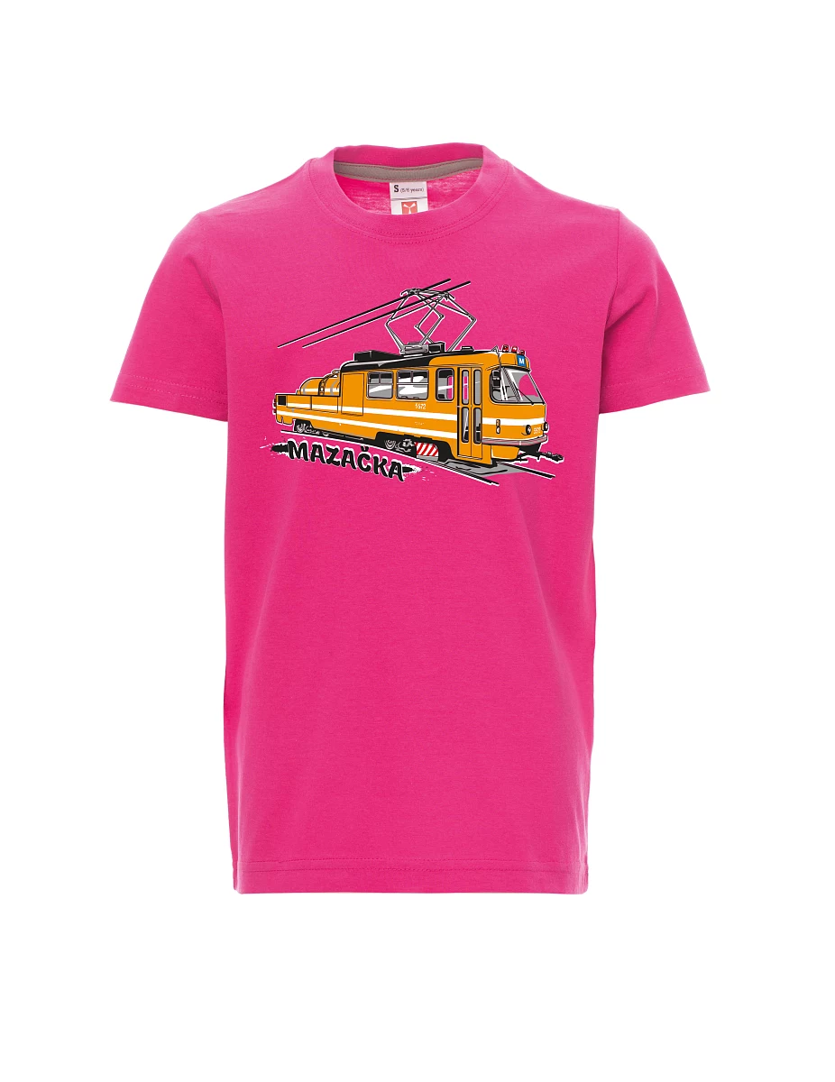Dziecięcy t-shirt różowy Tramwaj smarujący