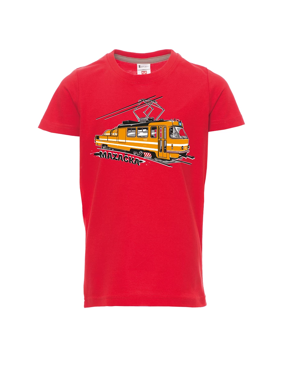 Dziecięcy t-shirt czerwony Tramwaj smarujący