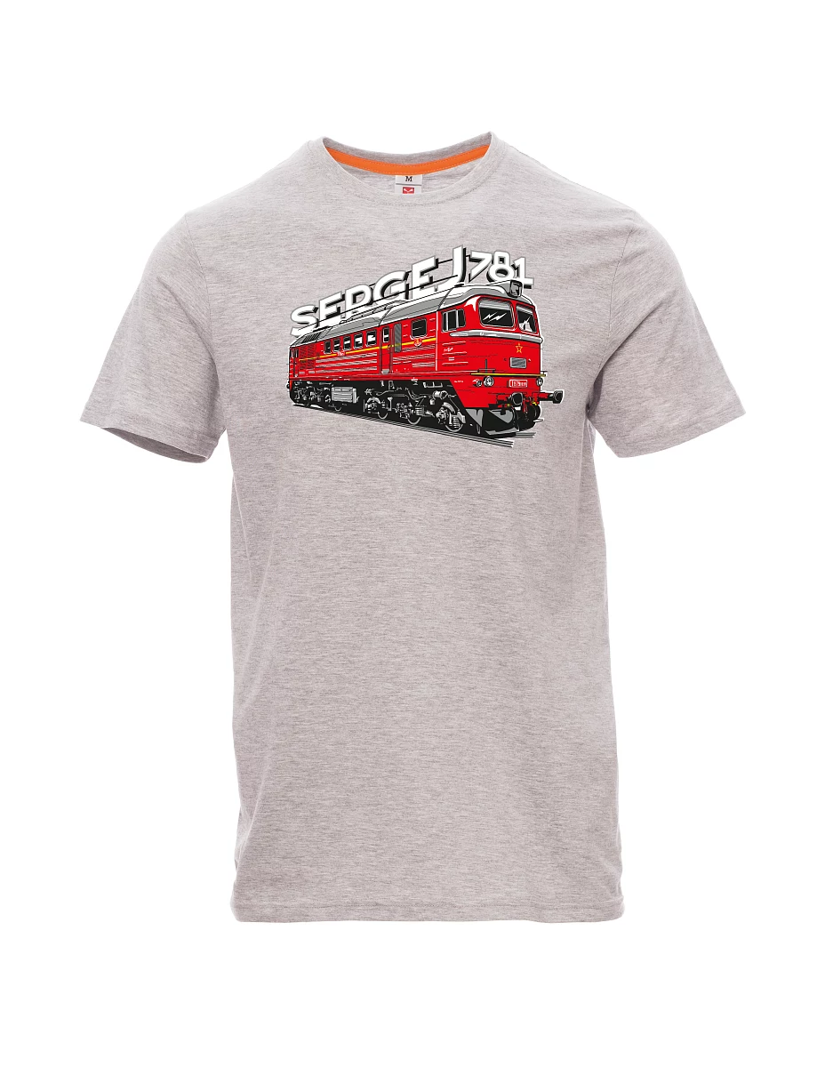 Męski t-shirt szary melanż Lokomotywa 781 "Sergej" (M62)