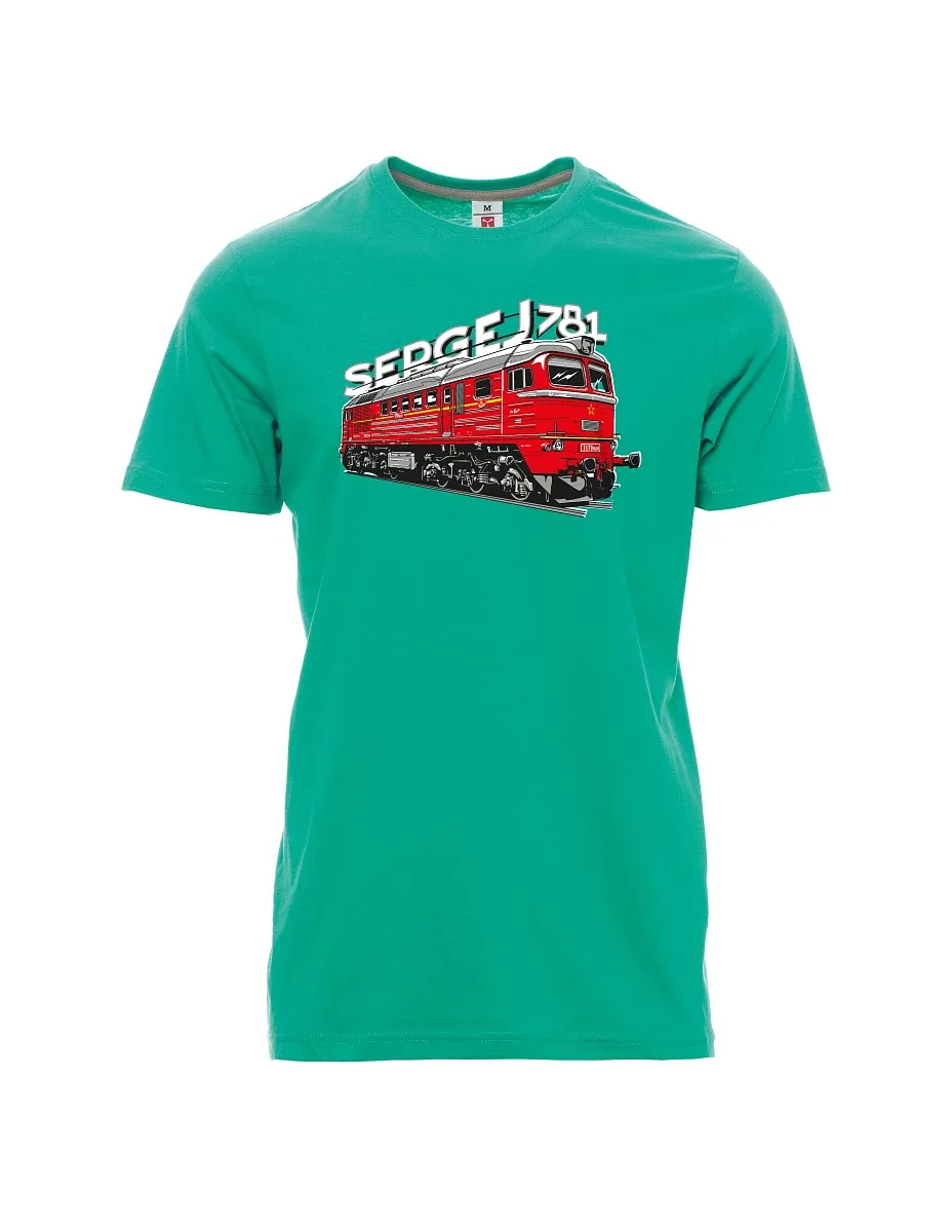 Męski t-shirt szmaragdy Lokomotywa 781 "Sergej" (M62)