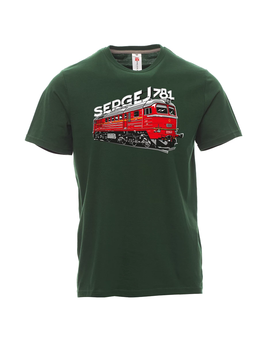 Męski t-shirt ciemnozielony Lokomotywa 781 "Sergej" (M62)