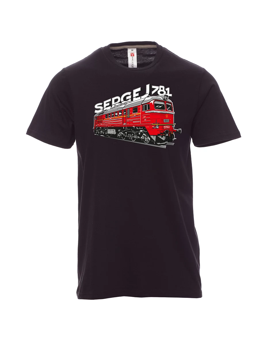 Męski t-shirt czarny Lokomotywa 781 "Sergej" (M62)