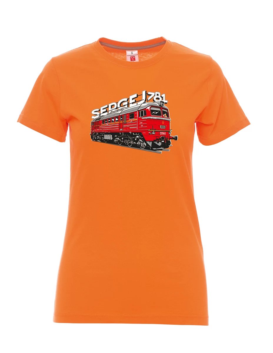 Damski t-shirt pomarańczowy Lokomotywa 781 "Sergej" (M62)