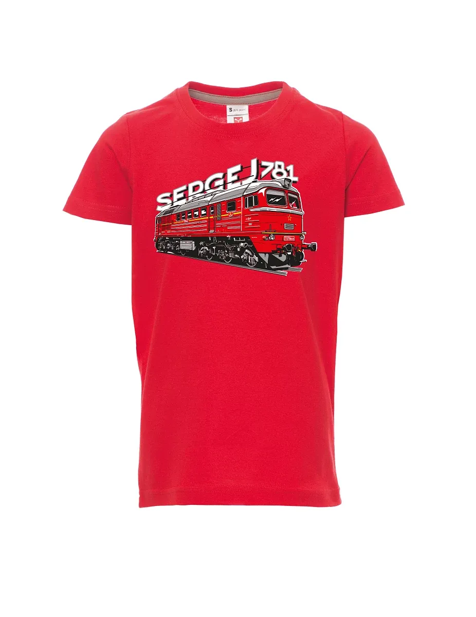 Dziecięcy t-shirt czerwony Lokomotywa 781 "Sergej" (M62)