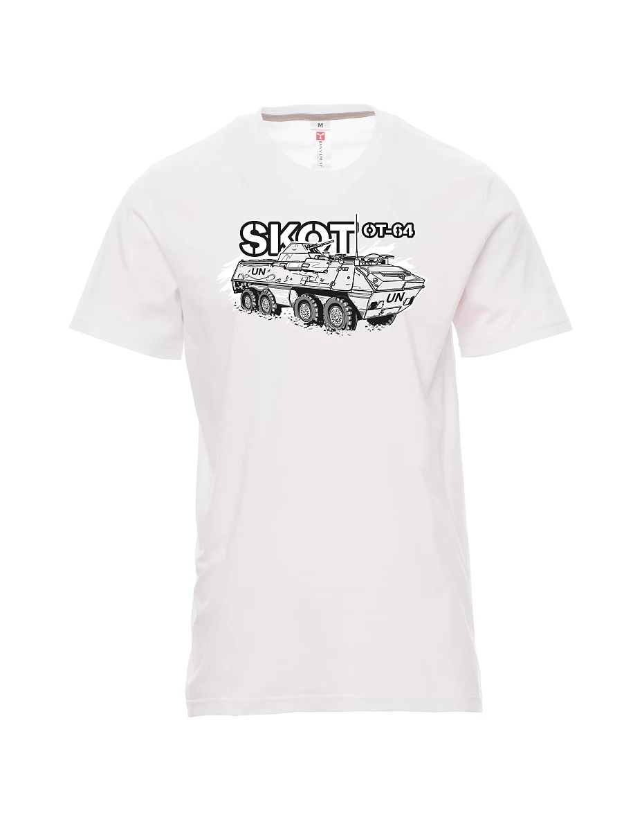 Męski t-shirt biały Opancerzony Transporter 64 "SKOT" - UNPROFOR