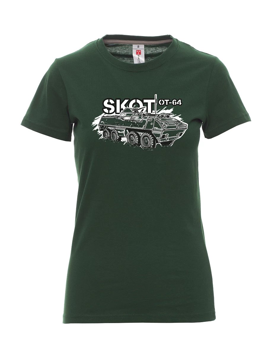 Damski t-shirt ciemnozielony Opancerzony Transporter 64 "SKOT"