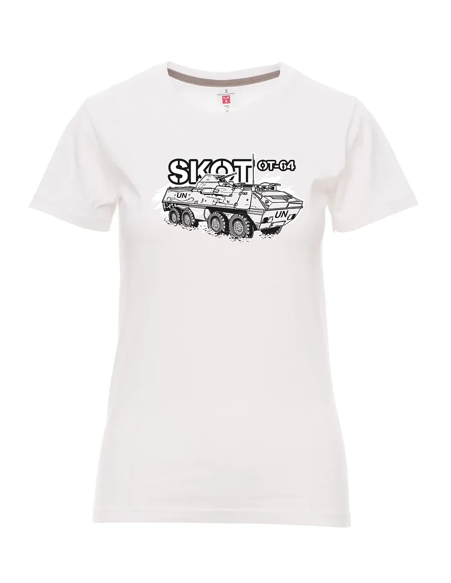 Damski t-shirt biały Opancerzony Transporter 64 "SKOT" - UNPROFOR