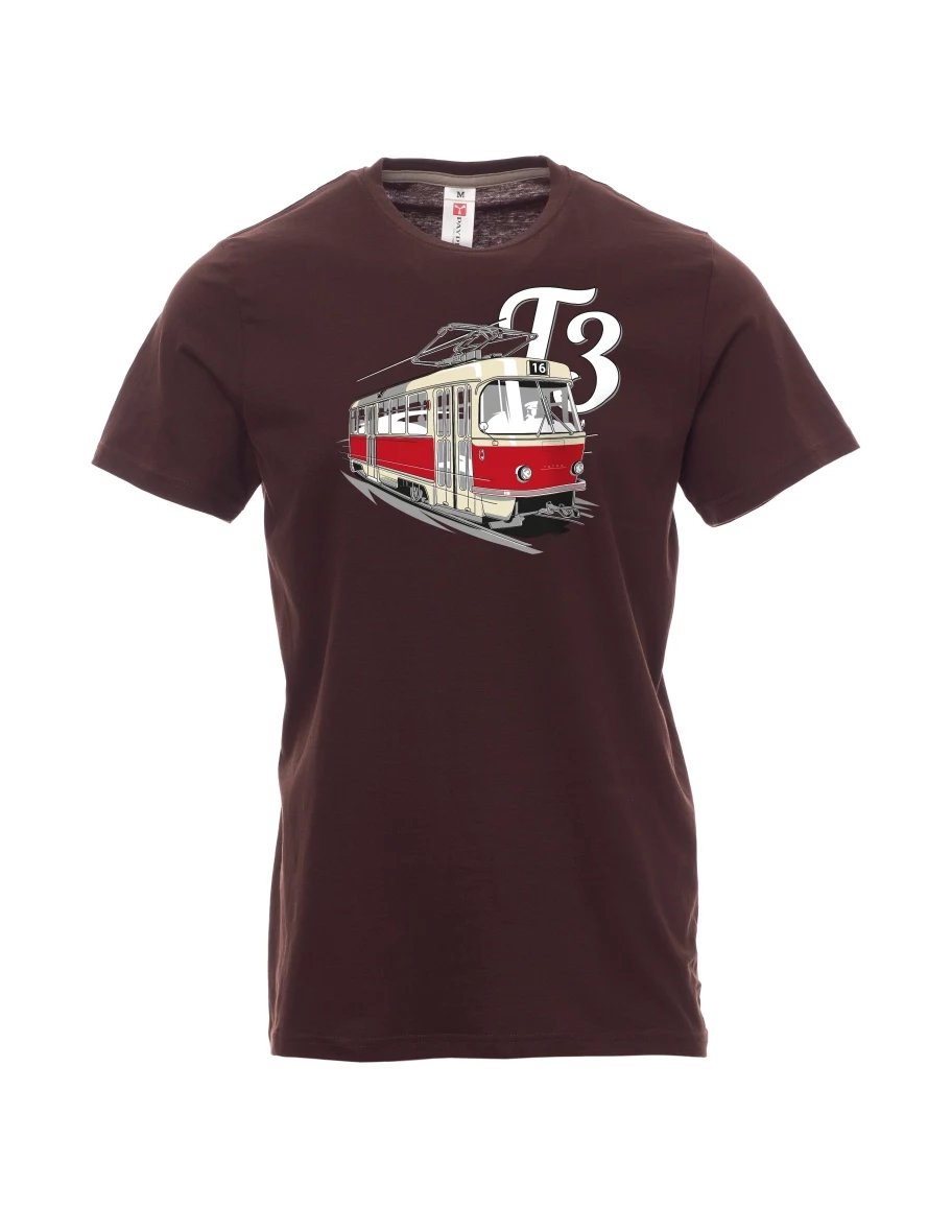 Męski t-shirt ciemny brąz Tramwaj T3