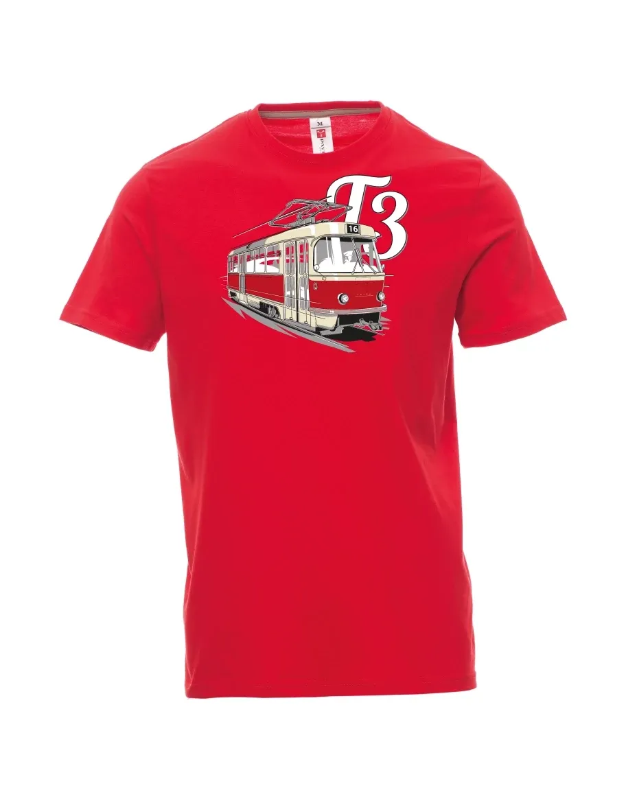 Męski t-shirt czerwony Tramwaj T3
