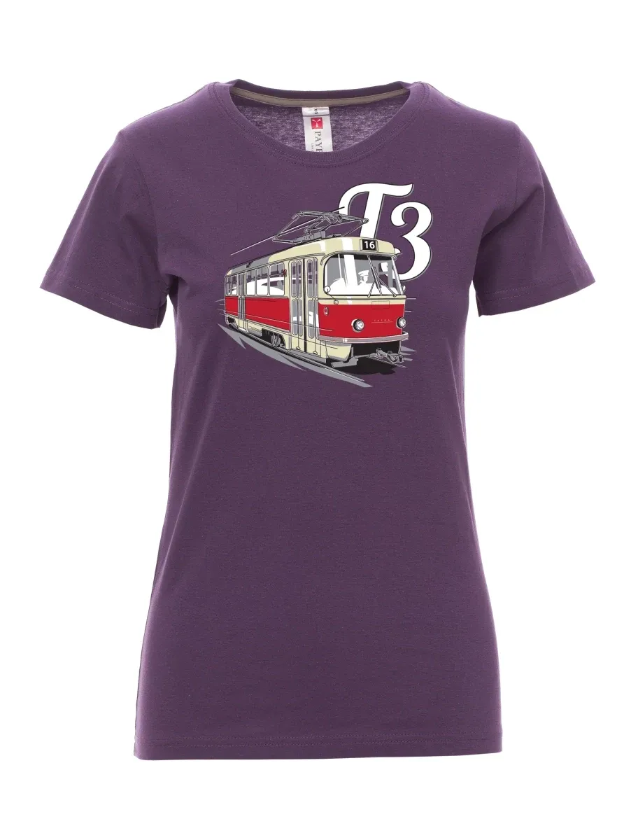 Damski t-shirt purpurowy Tramwaj T3