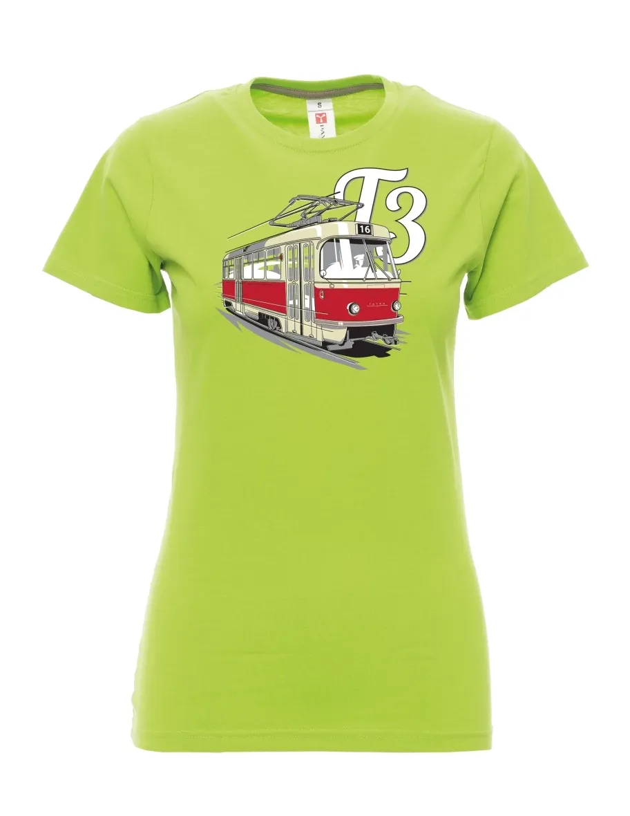 Damski t-shirt limetkowy Tramwaj T3