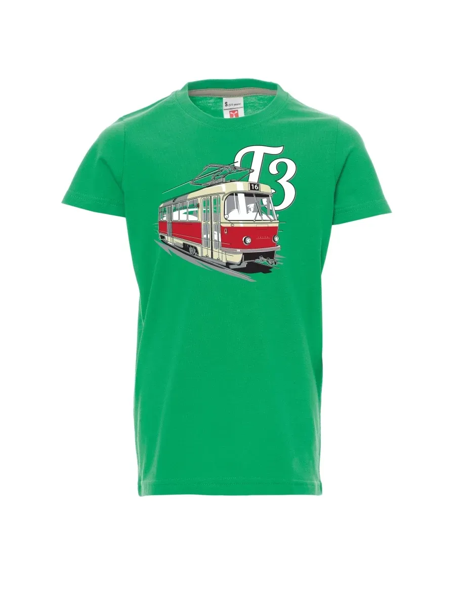 Dziecięcy t-shirt zielony Tramwaj T3