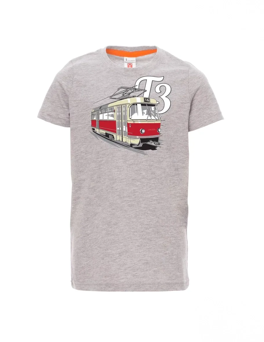 Dziecięcy t-shirt szary melange Tramwaj T3