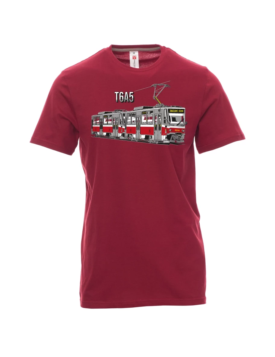 Męski t-shirt czerwony Tramwaj T6A5