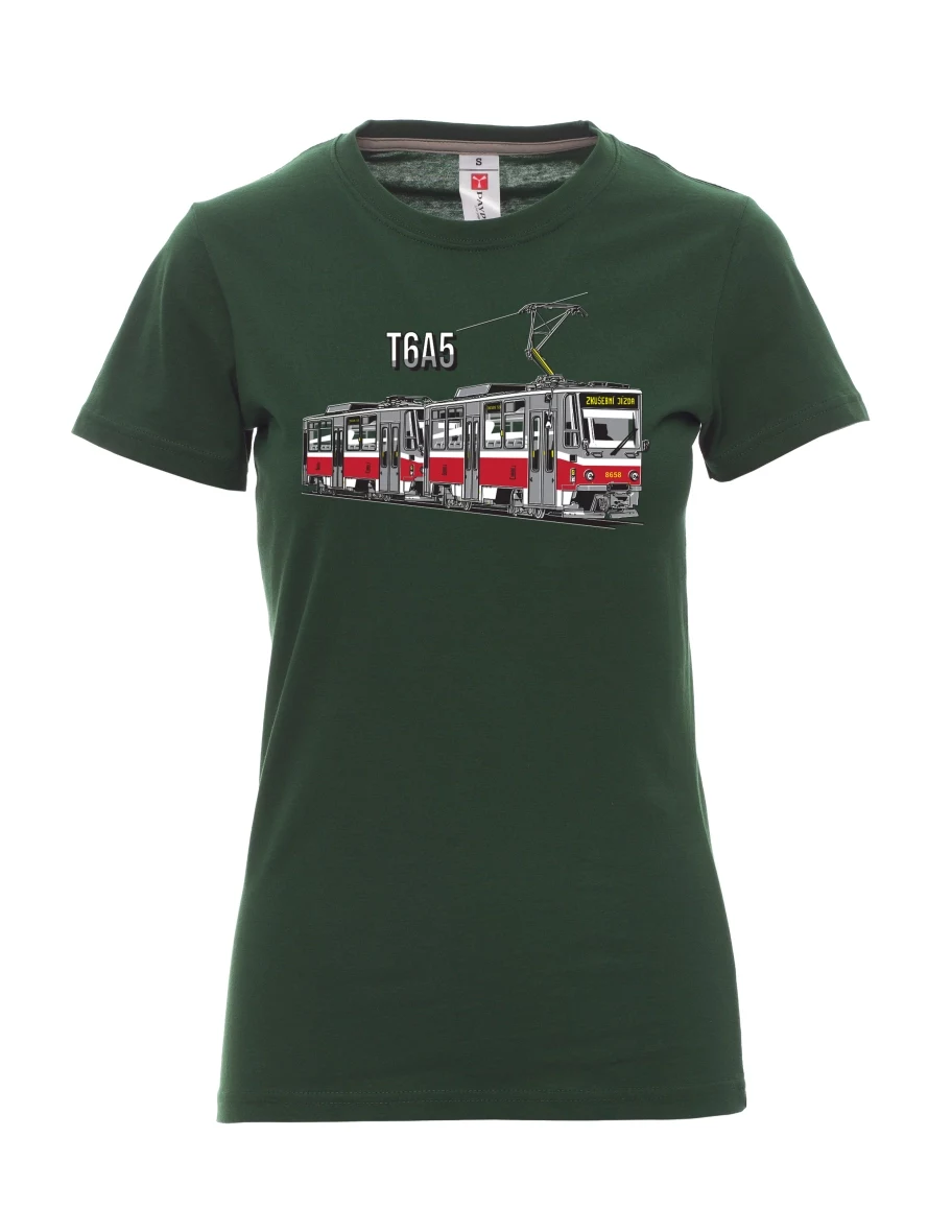 Damski t-shirt ciemnozielony Tramwaj T6A5