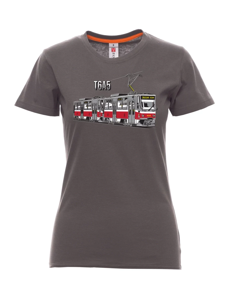 Damski t-shirt antracytowy Tramwaj T6A5