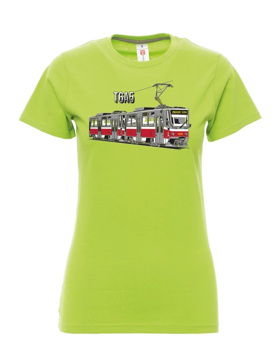 Damski t-shirt limetkowy Tramwaj T6A5