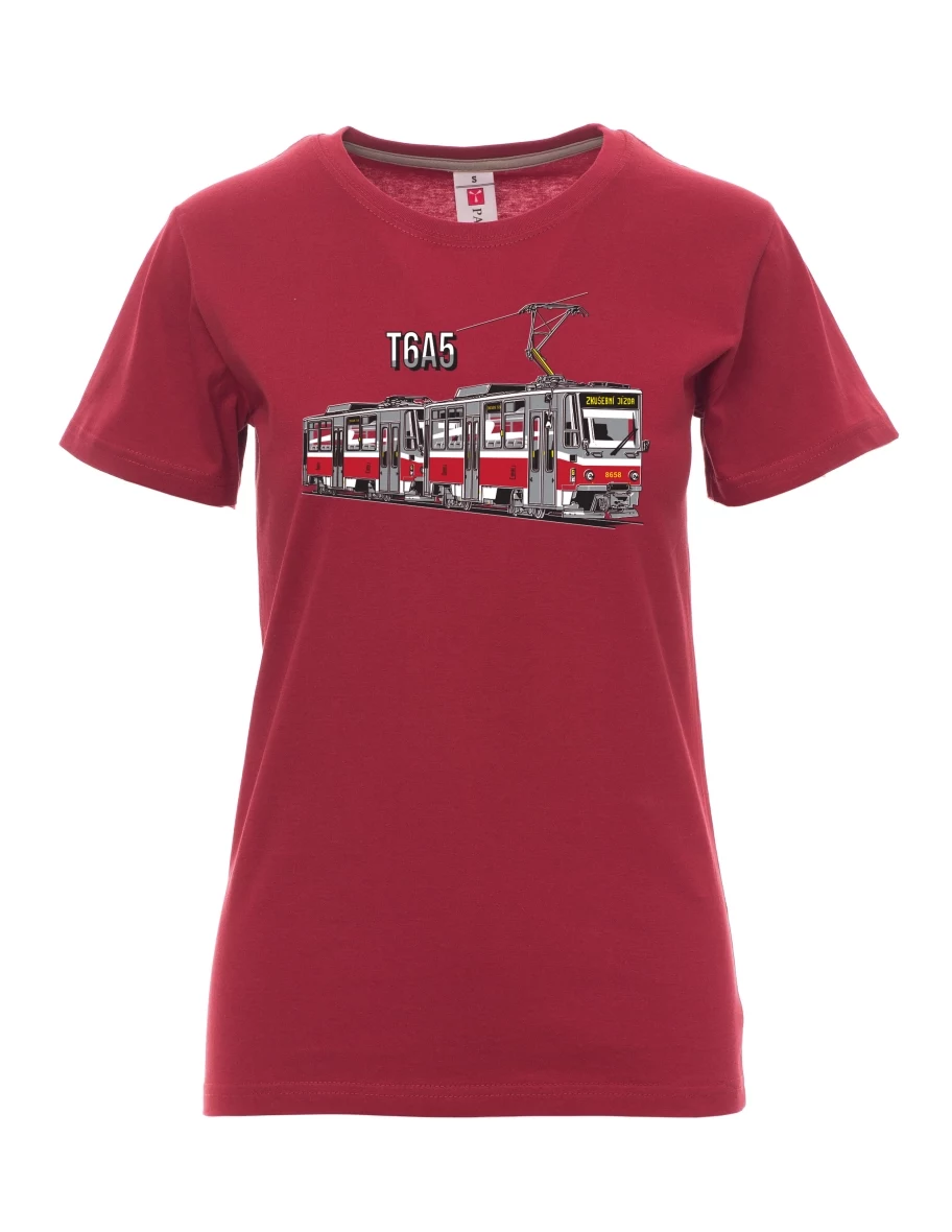 Damski t-shirt bordowy Tramwaj T6A5