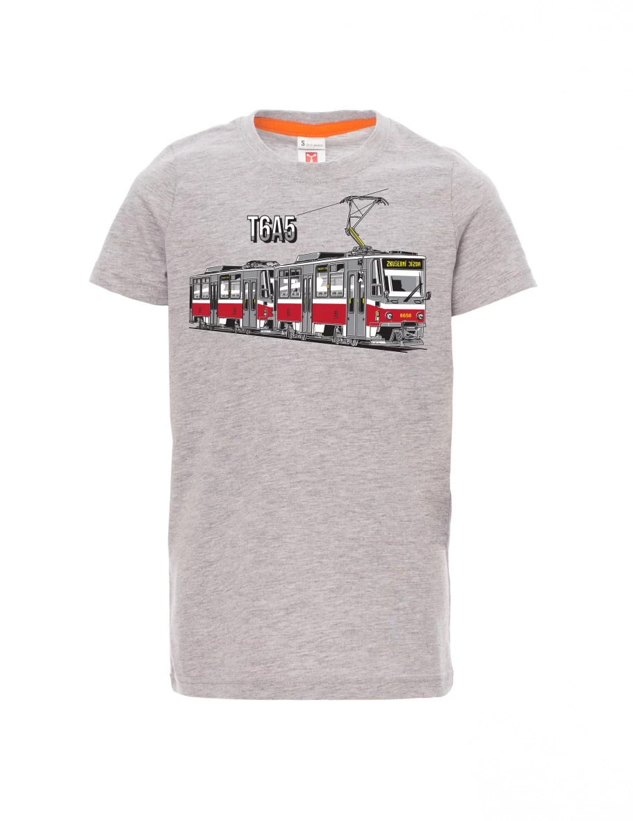 Dziecięcy t-shirt szary melange Tramwaj T6A5