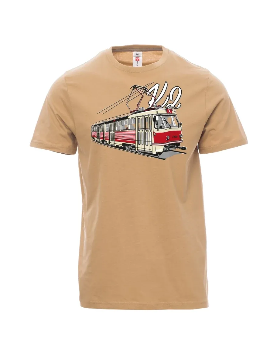Męski t-shirt brązowy Tramwaj K2