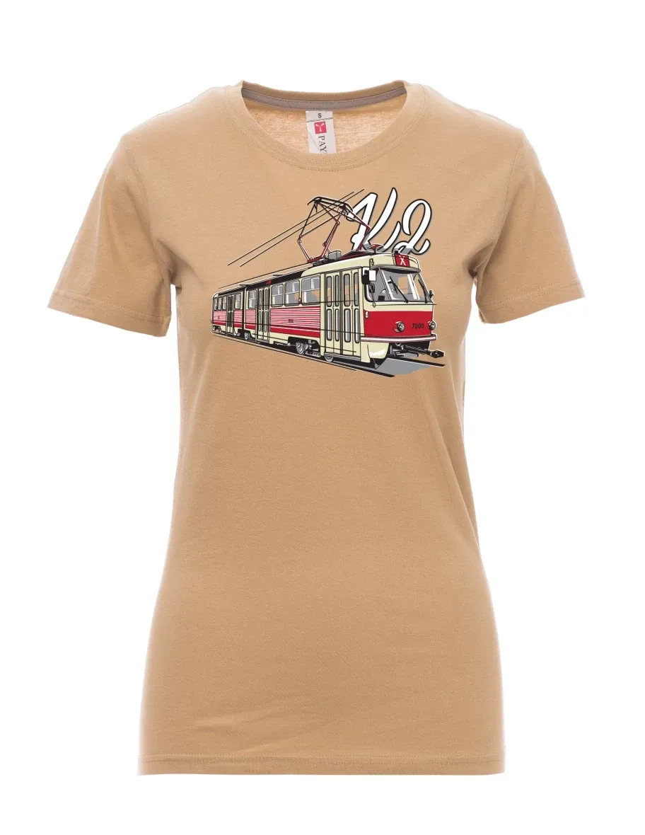 Damski t-shirt brązowy Tramwaj K2