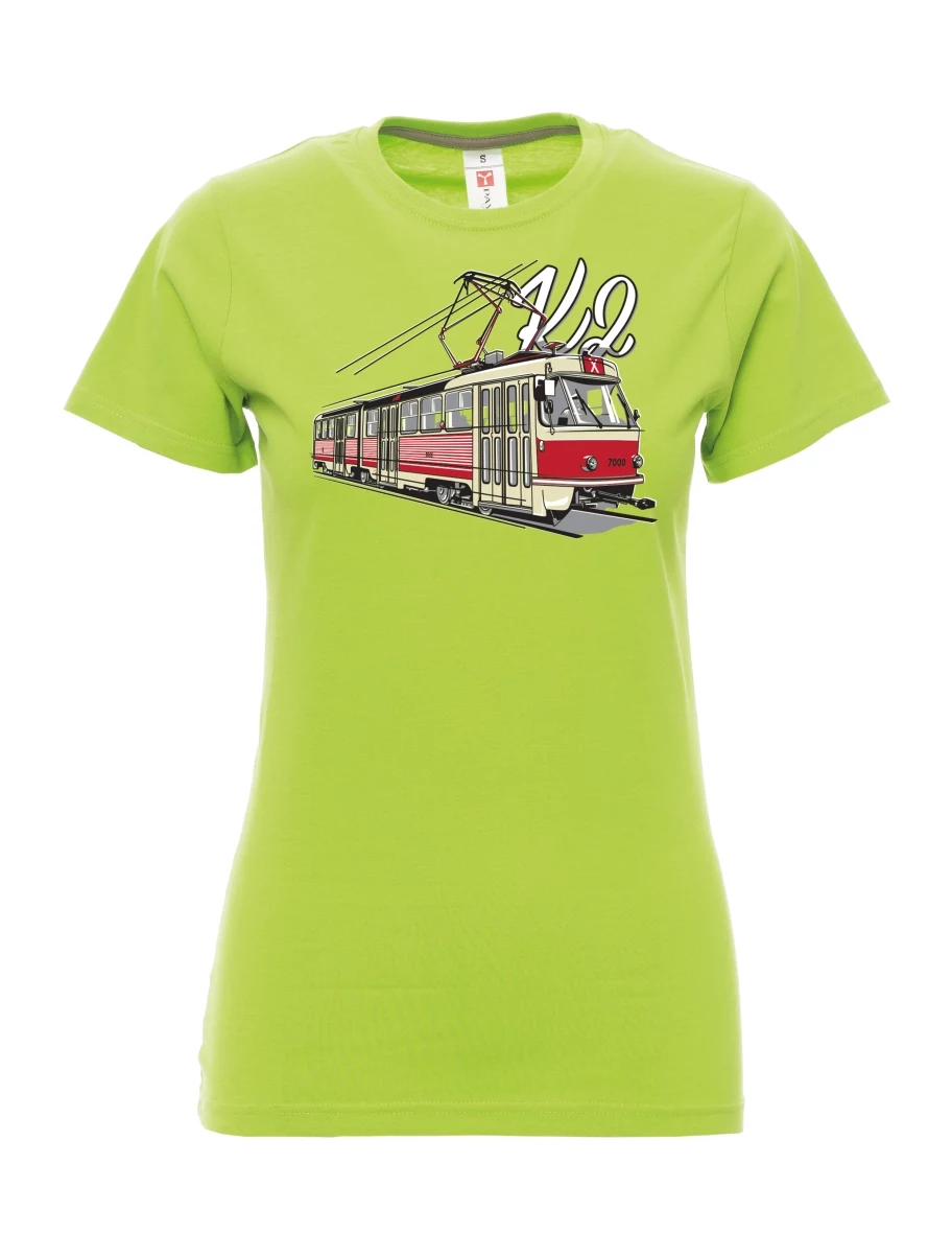 Damski t-shirt limetkowy Tramwaj K2