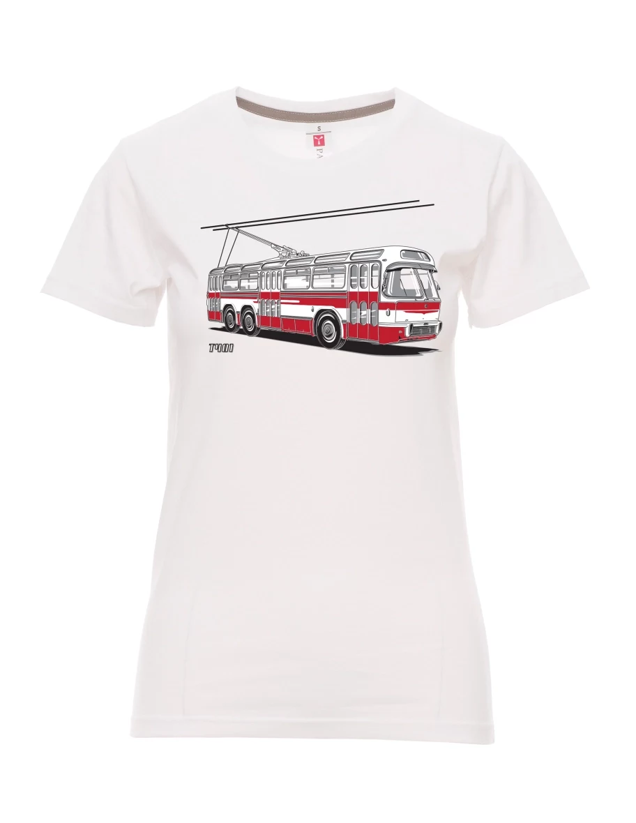Damski t-shirt biały Wózek  T401