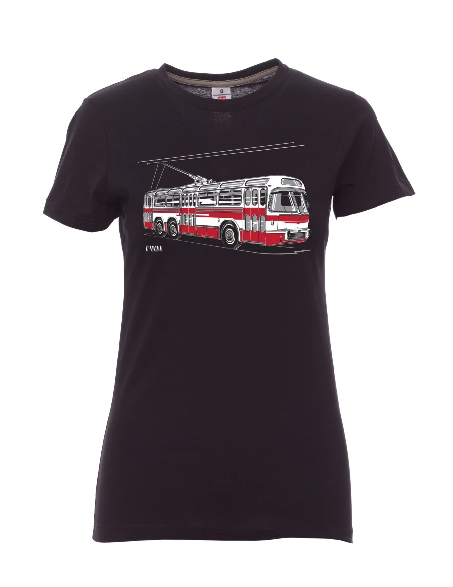 Damski t-shirt czarny Wózek  T401