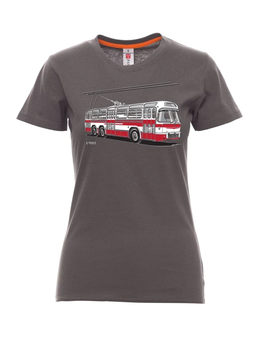 Damski t-shirt antracytowy Wózek  T401