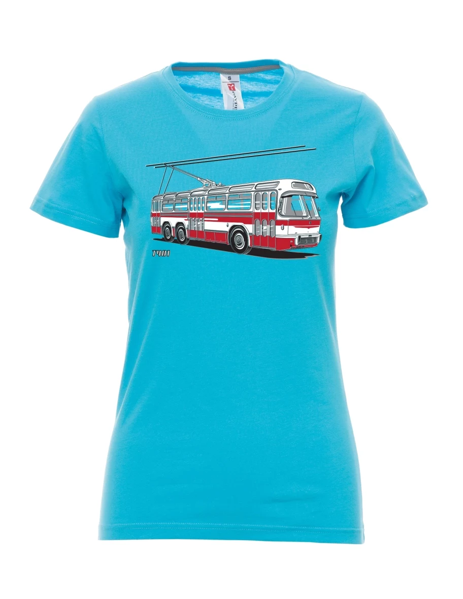 Damski t-shirt turkusowy Wózek  T401