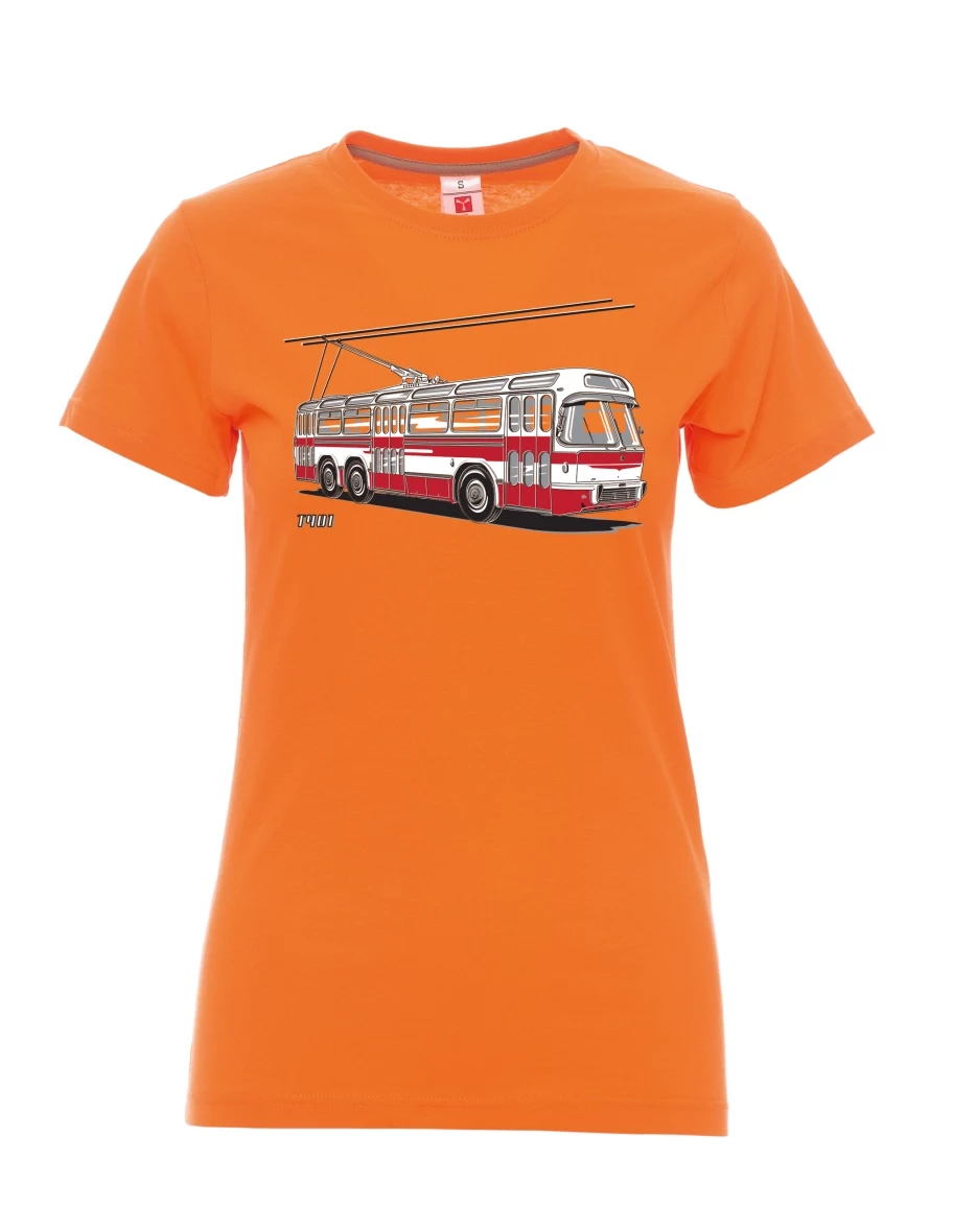 Damski t-shirt pomarańczowy Wózek  T401