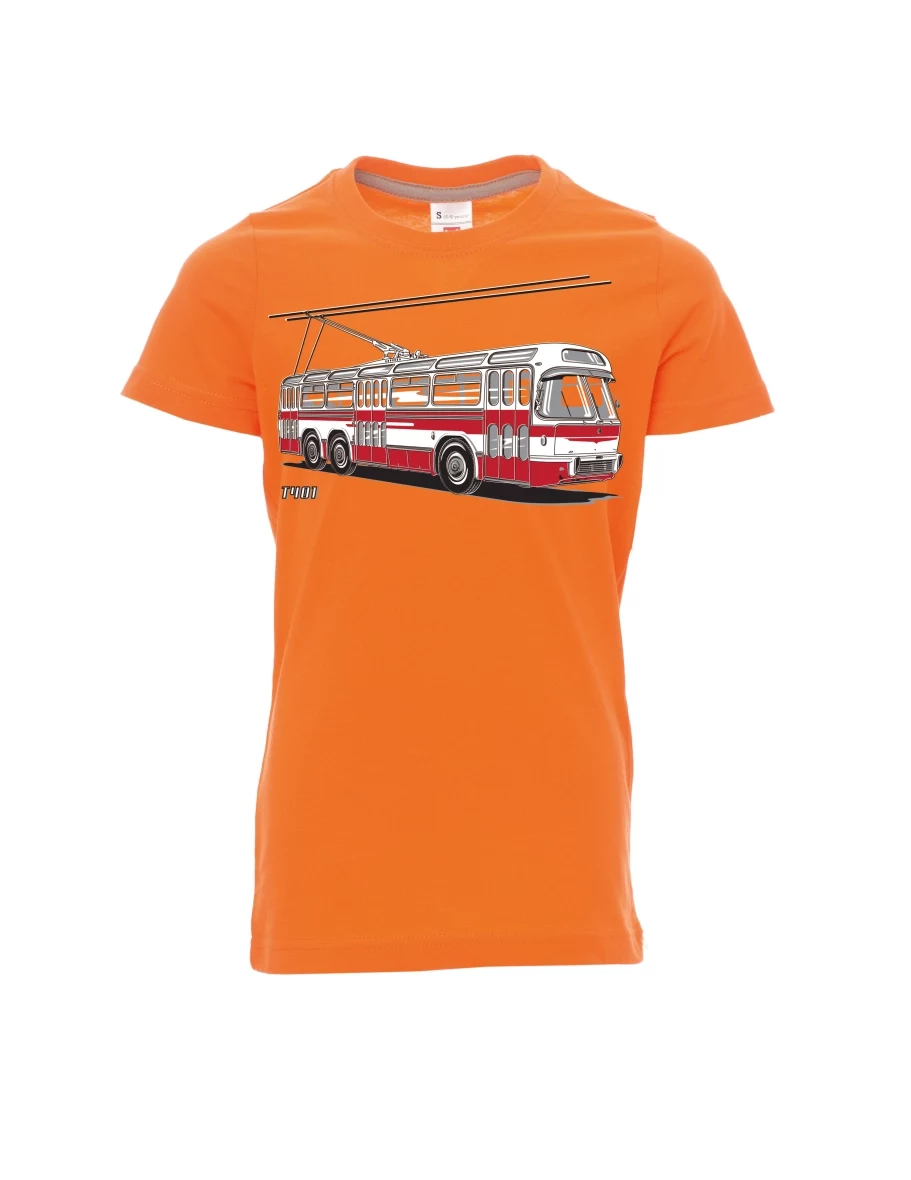 Dziecięcy t-shirt pomarańczowy Wózek  T401
