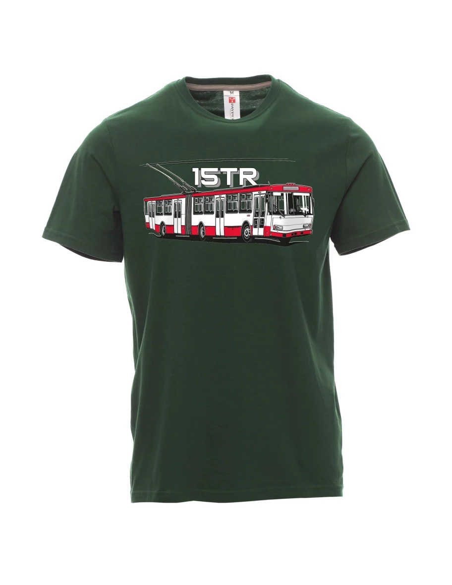 Męski t-shirt ciemnozielony Trolejbus 15TR