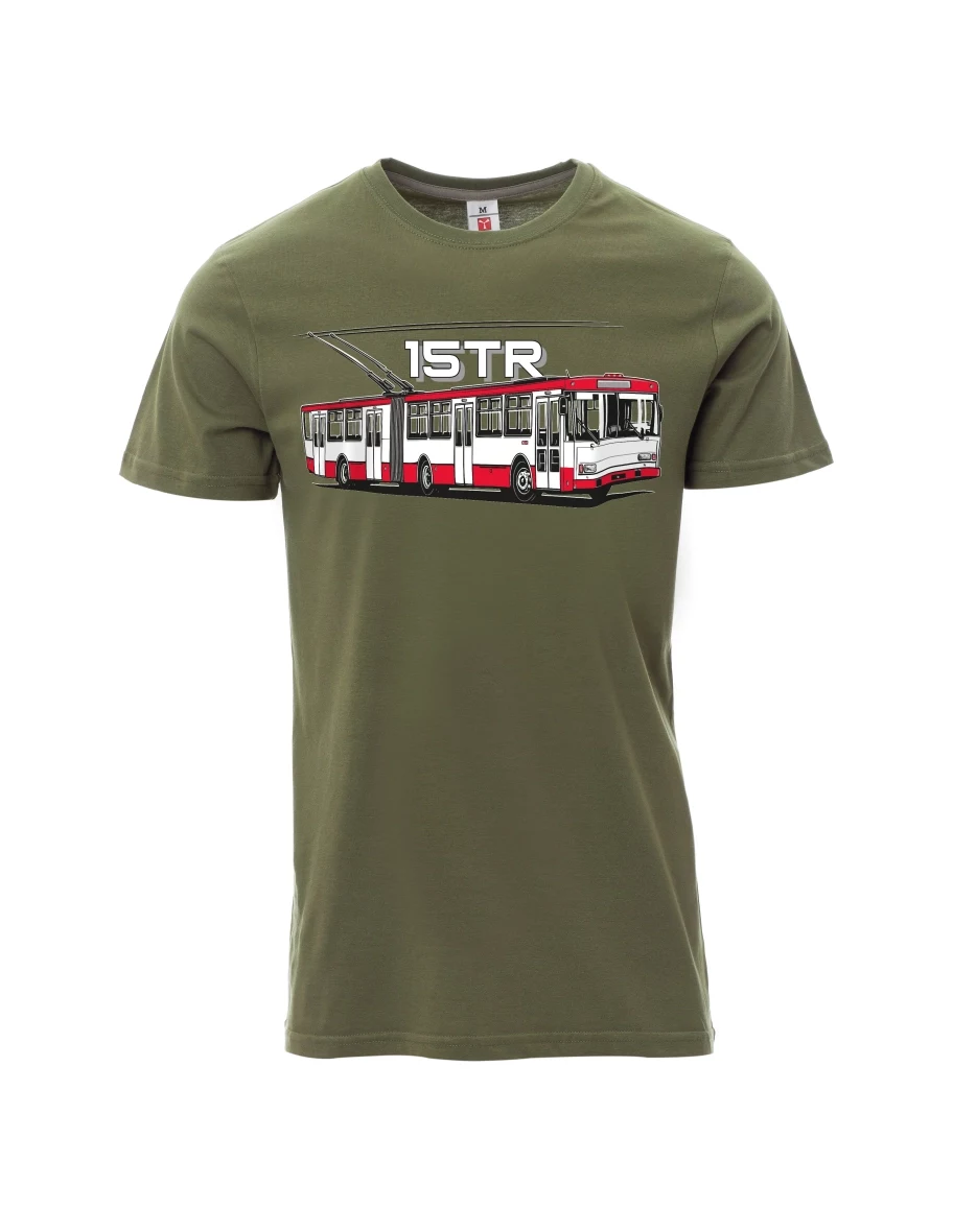 Męski t-shirt khaki Trolejbus 15TR