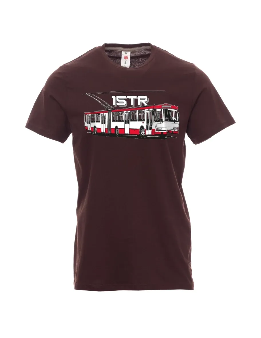 Męski t-shirt ciemny brąz Trolejbus 15TR