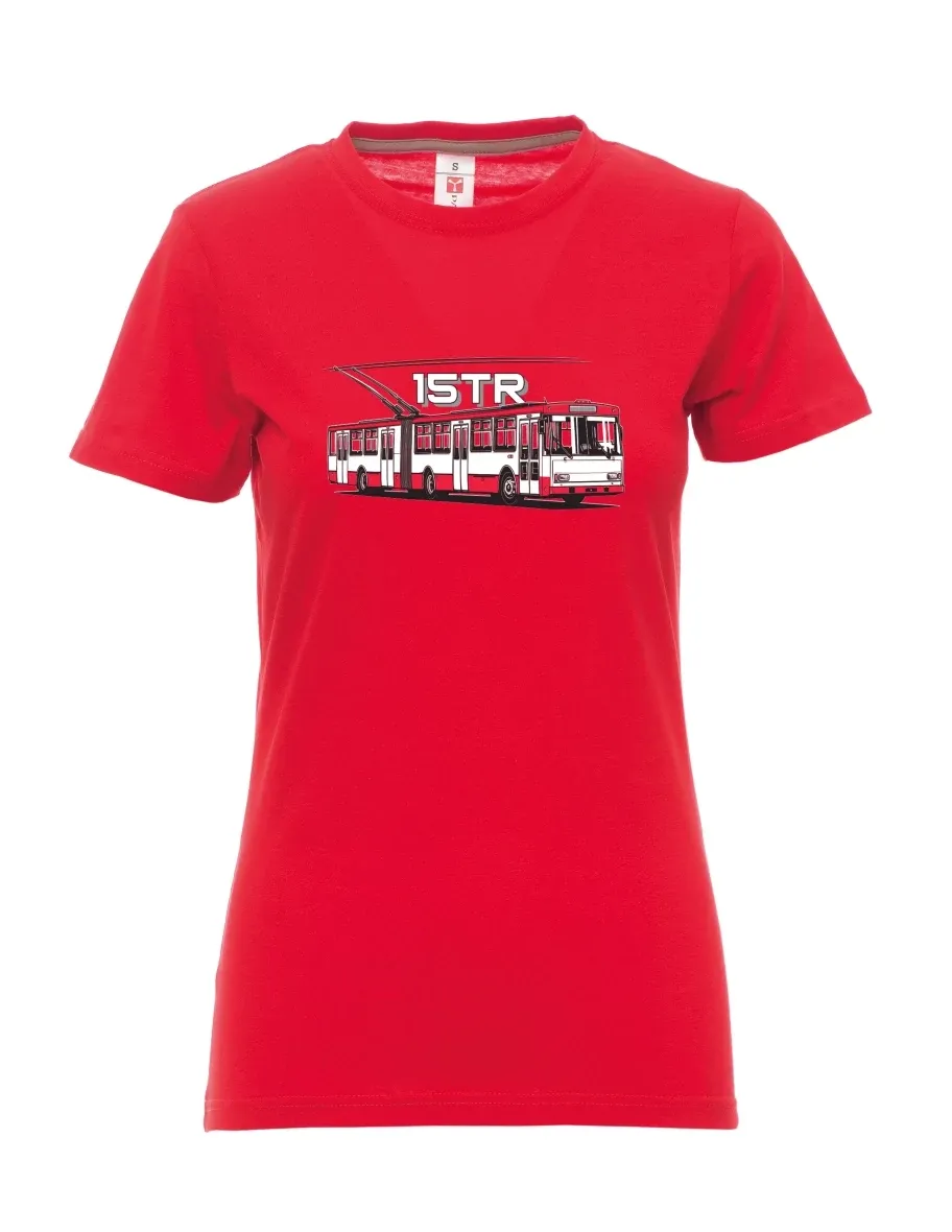 Damski t-shirt czerwony Trolejbus 15TR